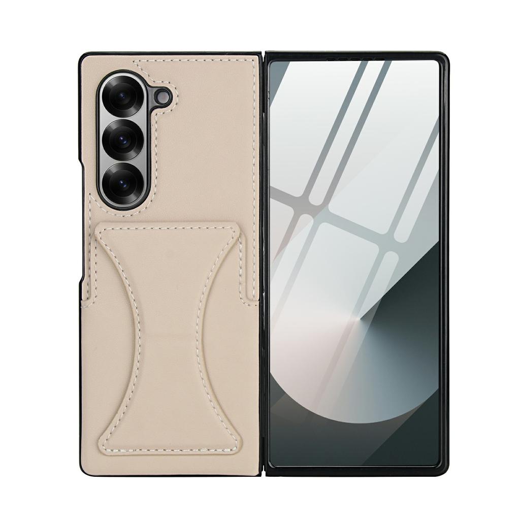 For Samsung Galaxy Z Fold6 5G Case Kickstand Leather+PC Folding Phone Cover with HD Screen Protector