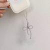 Simple Bowknot Phone Lanyard Wrist Strap Silver Color Butterfly Bow Phone Charm Antilost Cellphone Strap Hanging Rope