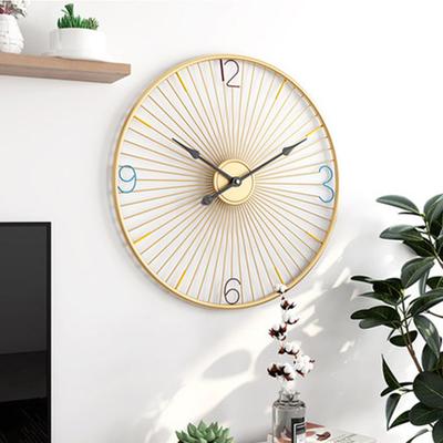 Nordic Wall Clock Living Room Silent Clock Circular Iron Clock Home Living Room Dining Room Decorative Art Wall Clock
