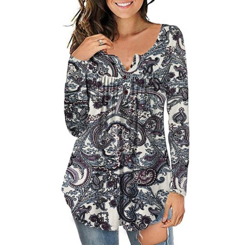 Übergröße Trendiges Hemd Damen Frühling und Herbst Neue Mode Bedrucktes Langarm Lockerer Oberteil Freizeithemd