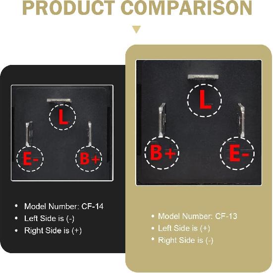 LED Flasher Relay, Three Pin Flame Retardant Fireproof CF13KT Fixed Frequency Solution Adjustable Relay, Replacement Tuning Accessory, Suitable for