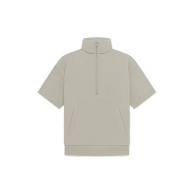 Essentials Half Zip 3/4 Sleeve Shirt Seal Men Tops Grey 192BT224313F