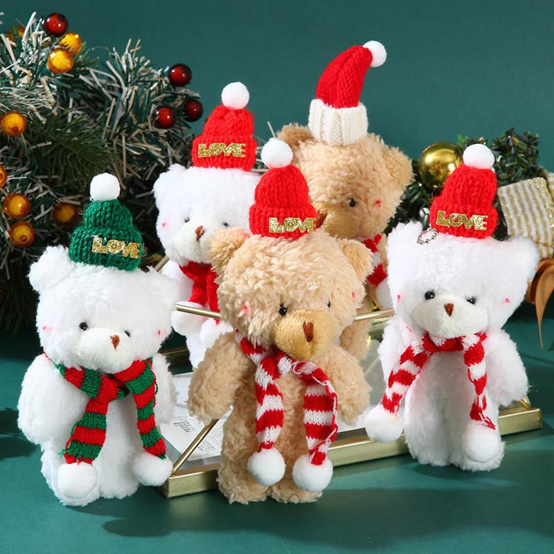 Adorable Plush Christmas Bear Pendant With Colorful Scarves And Hats Perfect For Holiday Decor