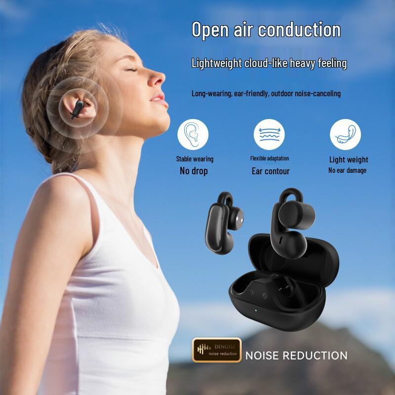 New ANC Noise-Cancelling Wireless Bluetooth Sport Earbuds with Clip-On Design and Long Battery Life