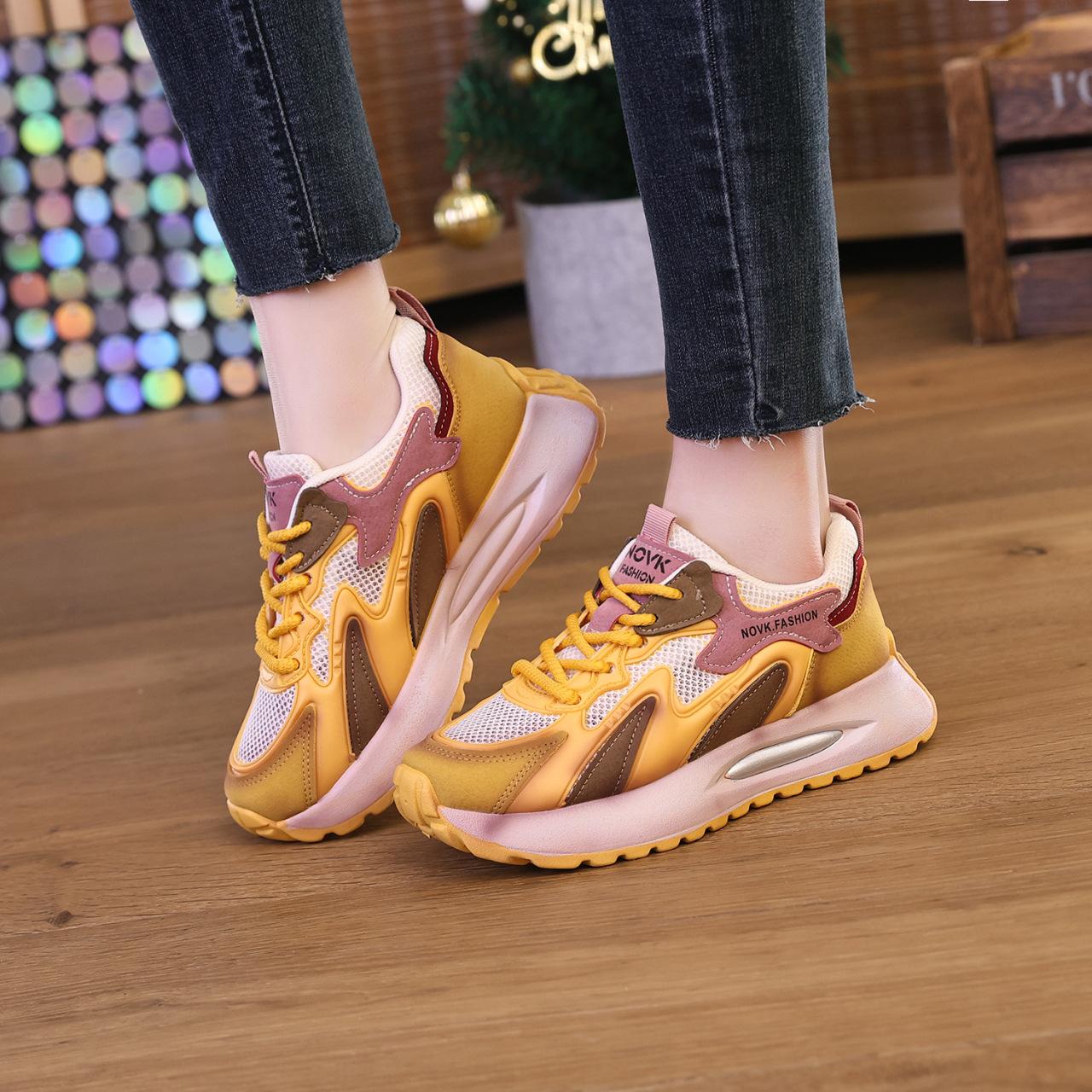 

Daddy shoes women s retro platform lace-up color matching heightening mesh sports women s shoes 40 серый