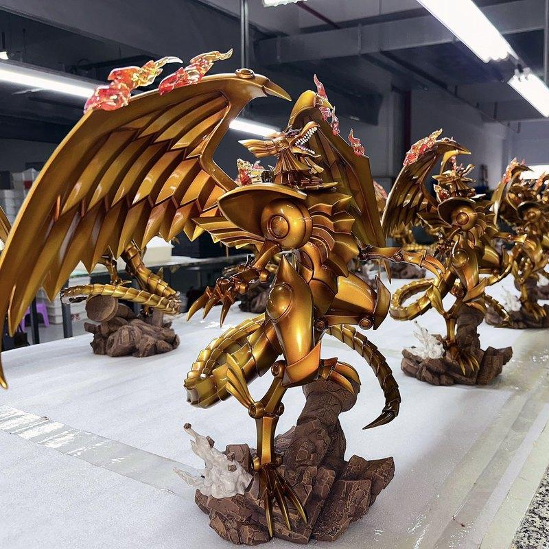 Yu-Gi-Oh Duel Monsters Anime Desktop Ornament Statue Winged Dragon Three Illusory Gods Collectible Figure Them Model Gift Poseable Articulated Scale