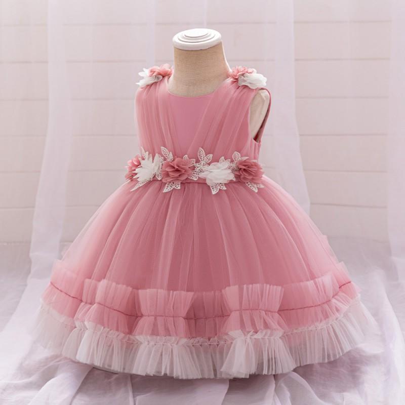 Baby Girls Princess Tulle Dress Sleeveless Flower Cake Gown Toddler Birthday Wedding Party