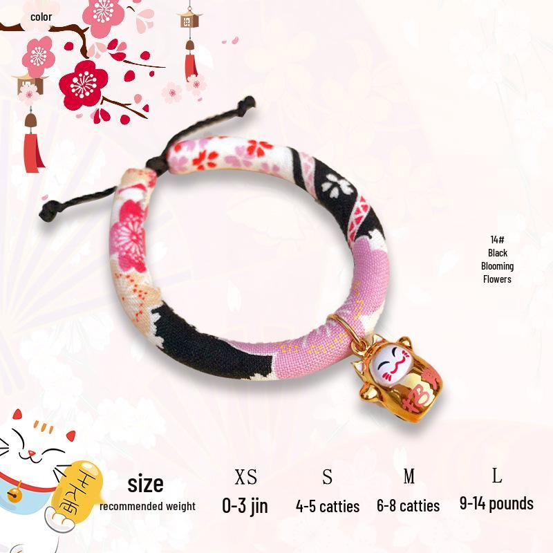 Maneki-Neko Style Pet Collar with Bell - Japanese & Korean Inspired for Cats and Dogs