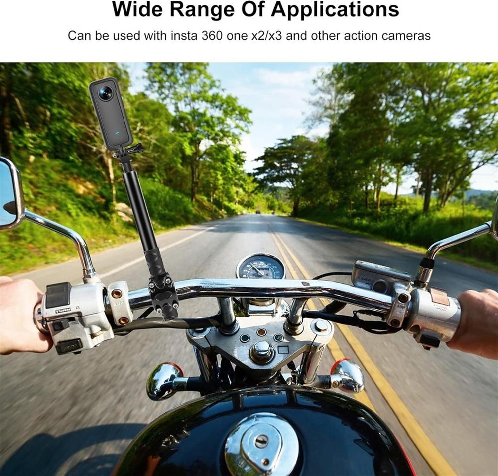 

Motorcycle Bike Invisible Selfie Stick Handlebar Mount For GoPro Max Insta360 X5 4 3