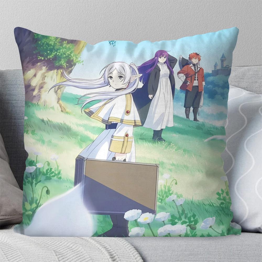 Animation Frieren Beyond Journeys End Pillow Case Square Pillow Bedroom Sofa Leisure ComfortCarLiving Room Home Decoration 40X40