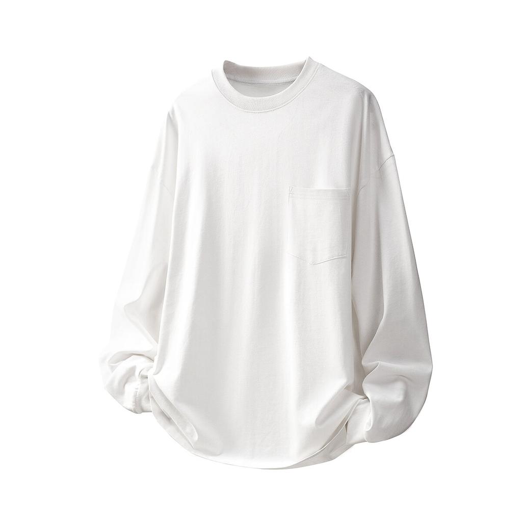 Pánské tričko s dlouhým rukávem 2025 Jaro Podzim Pánské Ležérní Korejská Trička Pánské Jednobarevné Bavlněné Topy Trička Pánské Nadměrné Černé Tričko