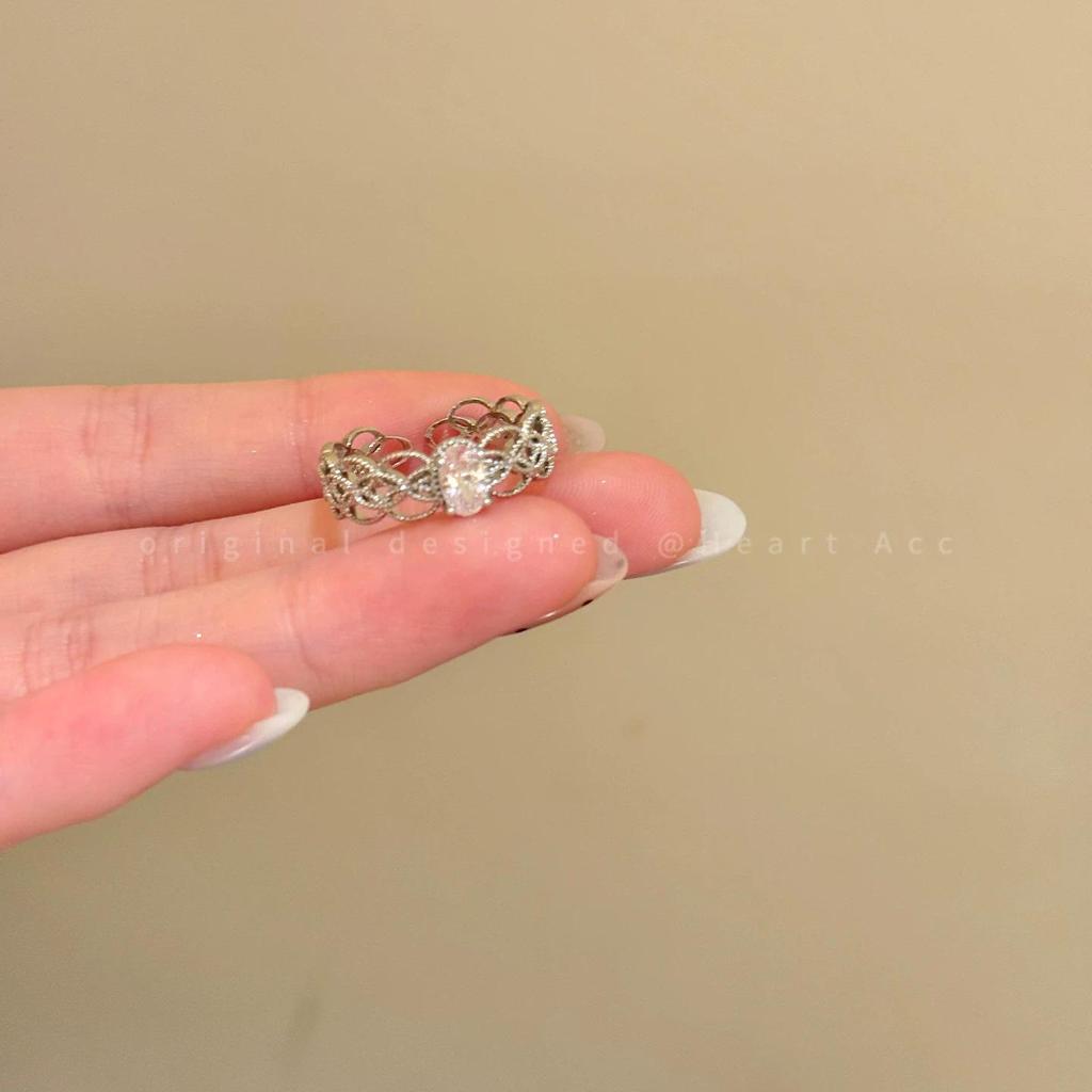 Stylish Silver Zircon Ring for Women - Light Luxury Open Design, Perfect for Index Finger