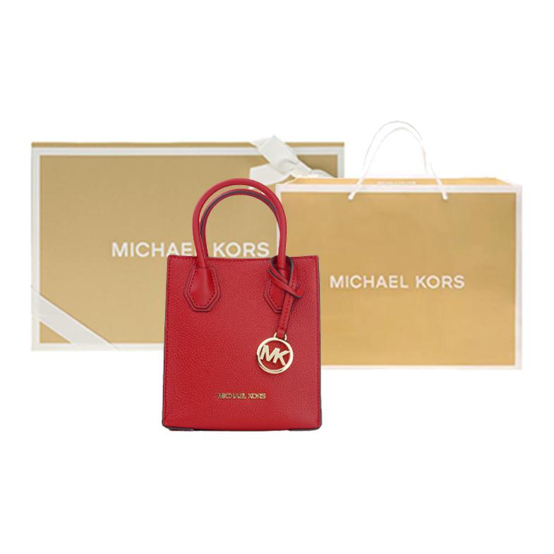 New MICHAEL KORS Mercer Cow Leather Trunk Bag, Handbag, Shoulder Bag, Crossbody Bag Mini Women's Red 35S1GM9T0L-FLAME