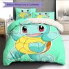 Süßes Squirtle Muster Bettwäsche Heimdekoration Geburtstagsgeschenk (1 Bettbezug + 2 Kissenbezüge, ohne Füllung)