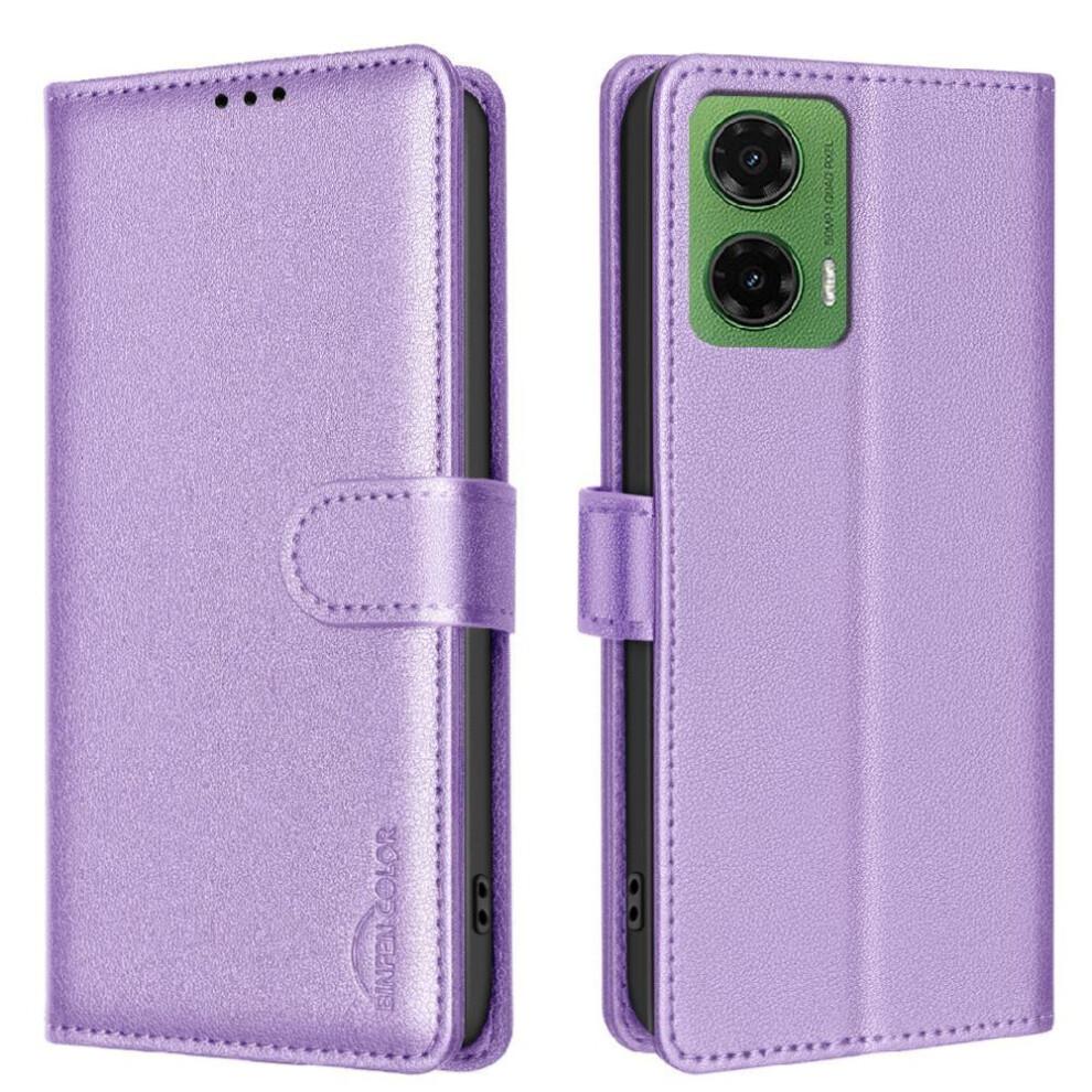 (Purple) Flip Case for Motorola Moto G35 5g Wallet Magnetic Rfid Blocking Card Holder Kickstand Pu Leather