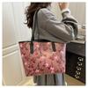 Cherry Print Large Capacity Tote Bag Faux Leather Shoulder Handbag Trendy Street Style Commuter Purse for Women