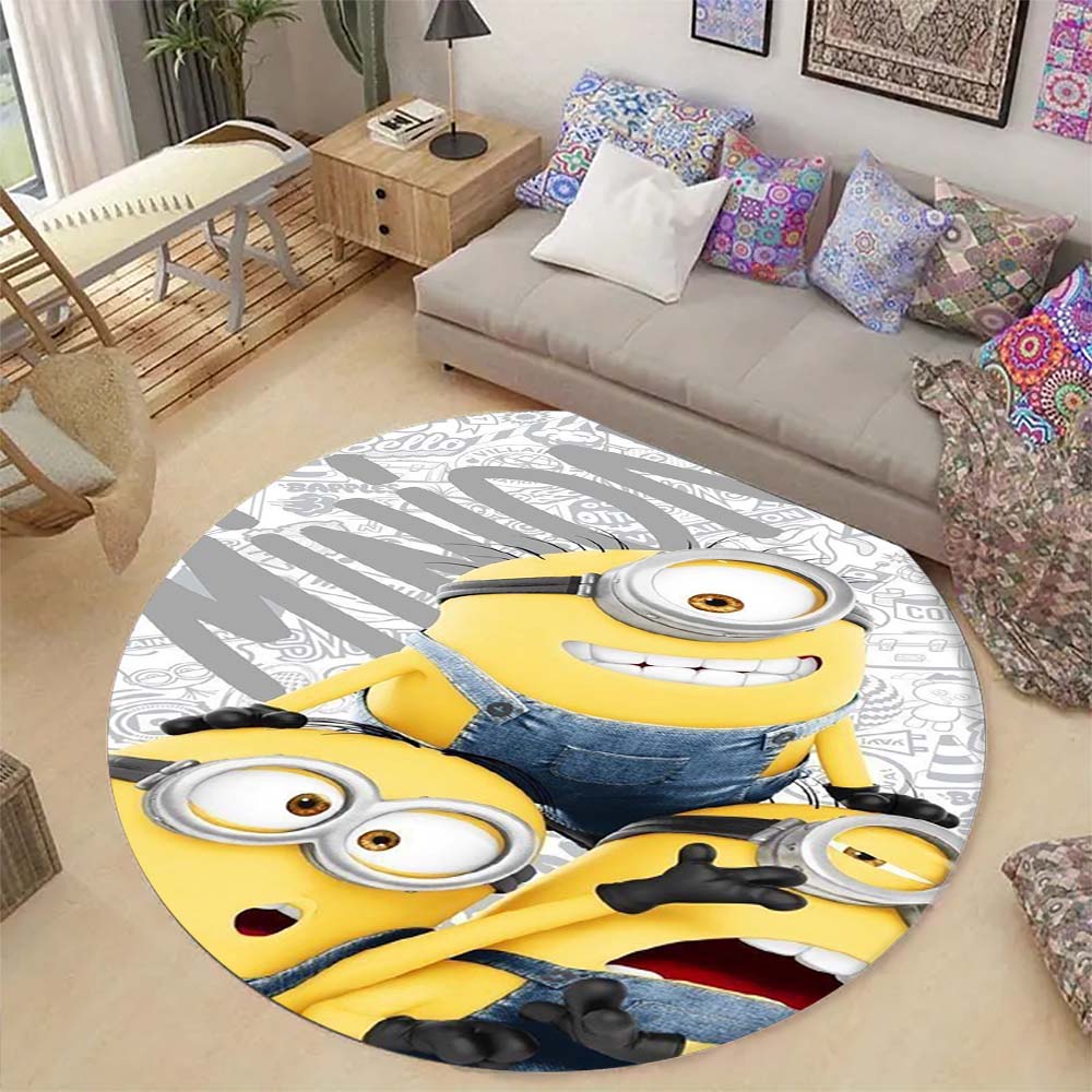 Classic Minions Circular Rug Lovely Character Pattern Round Floor Mat For Children Bedroom Living Room Home Decorative Carpet