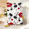 Artistic Pattern R-Retro Red Lips Sunglasses Throw Lightweight 240g Flannel Blanket Soft Skin-friendly for Summer Cooling