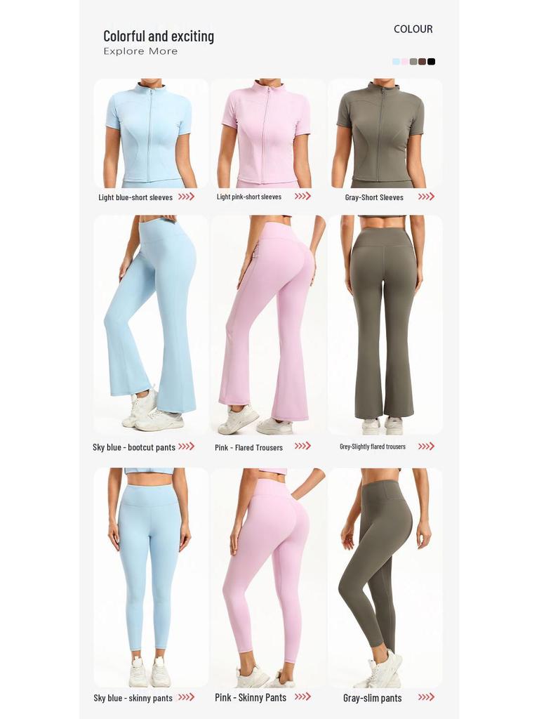 Women's High-Waisted Yoga Pants, Anti-Roll, Butt Lifting, Tummy Control, Cropped Peach Outerwear