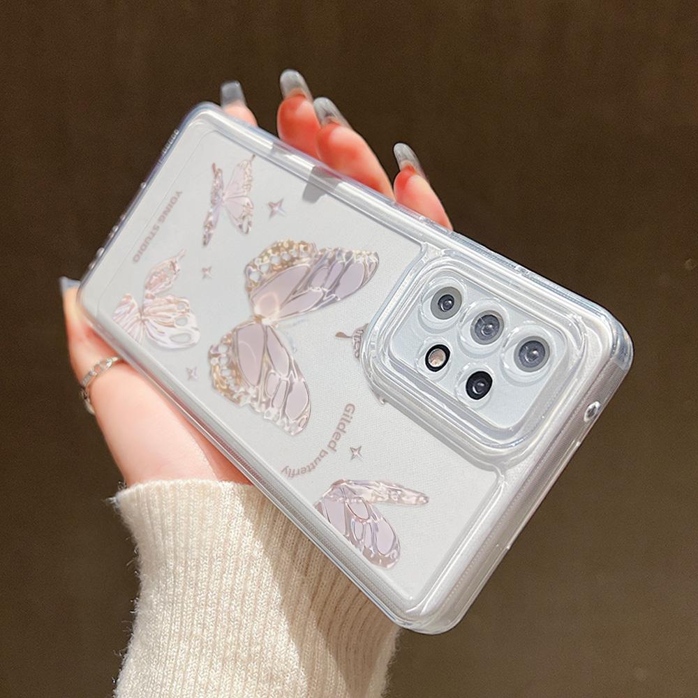Klarer Fall für Samsung S24 Ultra A54 5G A53 A52 S23 Plus S22 S21 S20 FE A35 A55 A34 A33 A32 A14 A13 Silikon-Schmetterlingsabdeckungen