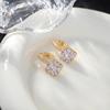 Korean Style Zirconia Square Earrings for Women - Geometric Studs for a High-End, Versatile Look