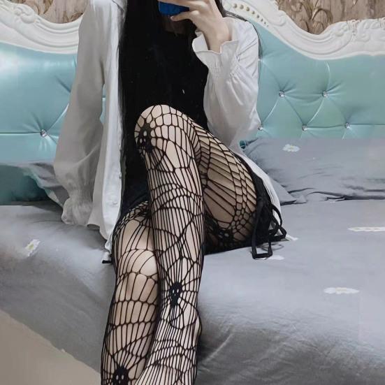 High-Waist Elastic Waistline Thin Hollow Women Stockings Sexy Cross Pattern Fishing Net Stockings Club Wear