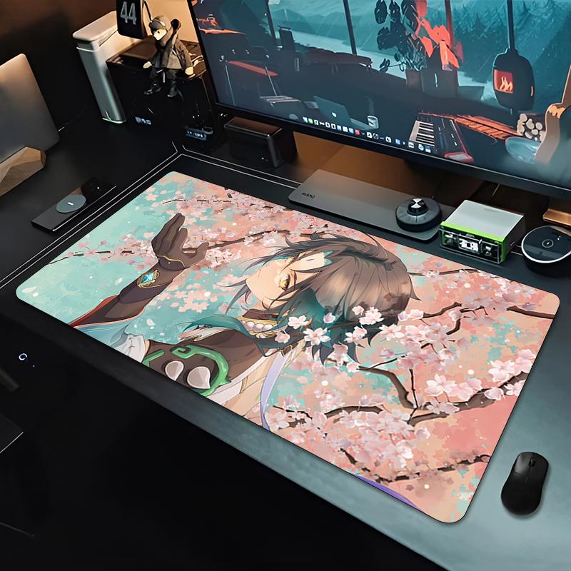 Gaming Mouse PadLarge Desk MatAntislip Stitched Edges Moonlit Mythical Deer Anime Print Keyboard Pad for Gamer Home Office