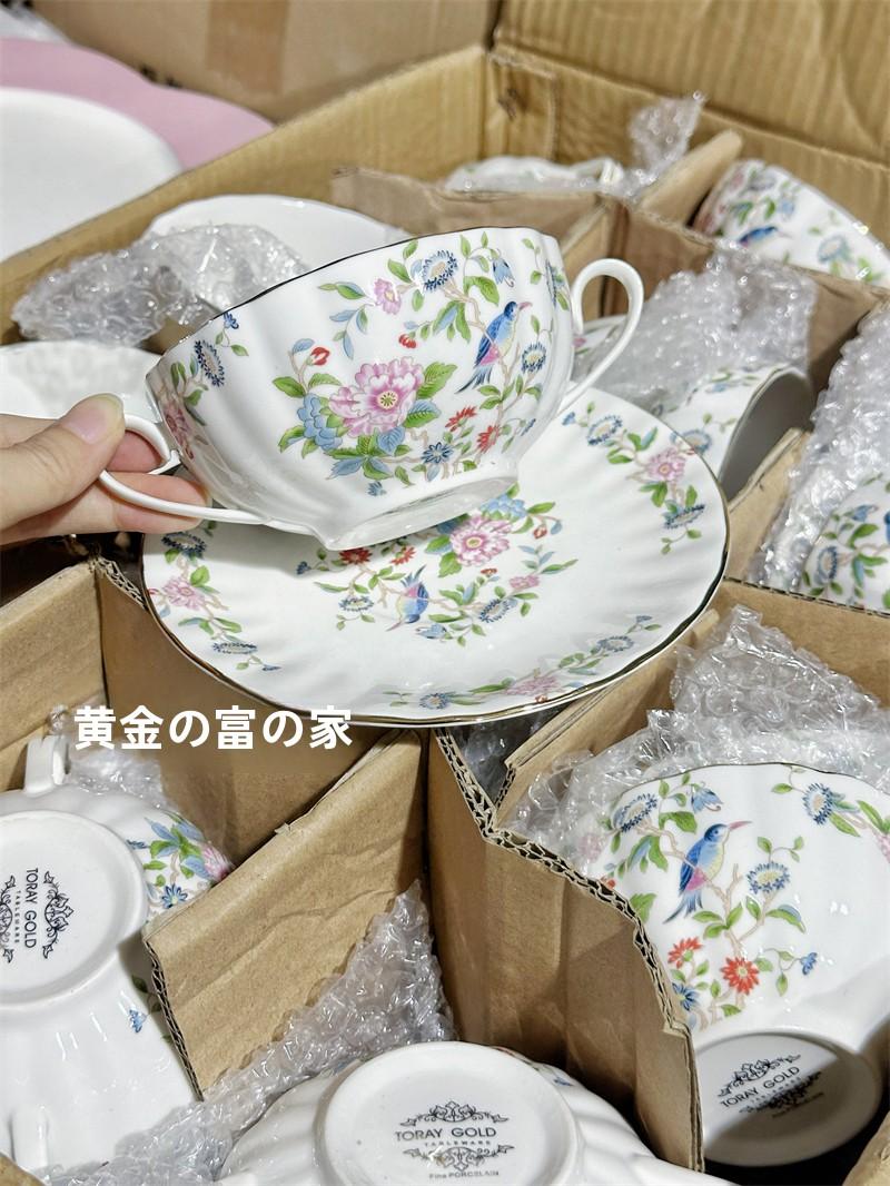 Retro Court Sle Bird And Flower Double Ear Bowl Plate European Design Breakfast Cup Dert Bowl Plate Set Handmade Bone China оранжевый