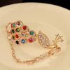 Kvinners Vintage fargerik Rhinestone Peacock Bird Chain Bangle armbånd smykker