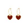 Burgundy Drip Glaze Heart Hoop Earrings for Women - Simple & Versatile Dangle Accessory