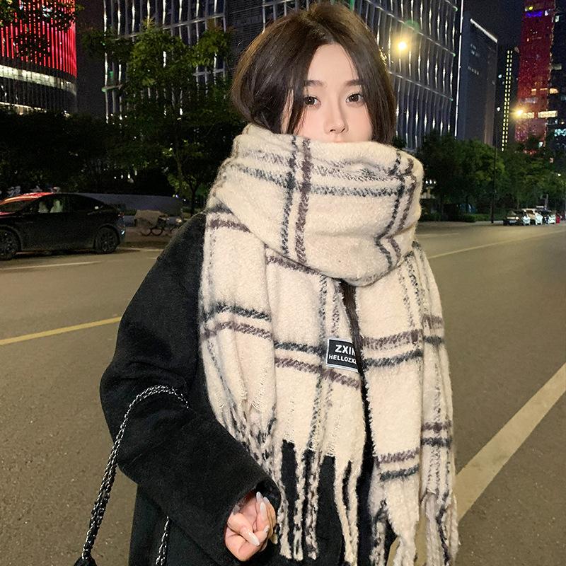 Autumn and Winter Fashion Wear Scarf Casual Fashion Versatile Plaid Printing Korean Version Cold and Warm Neck Protection Personalized Scarf