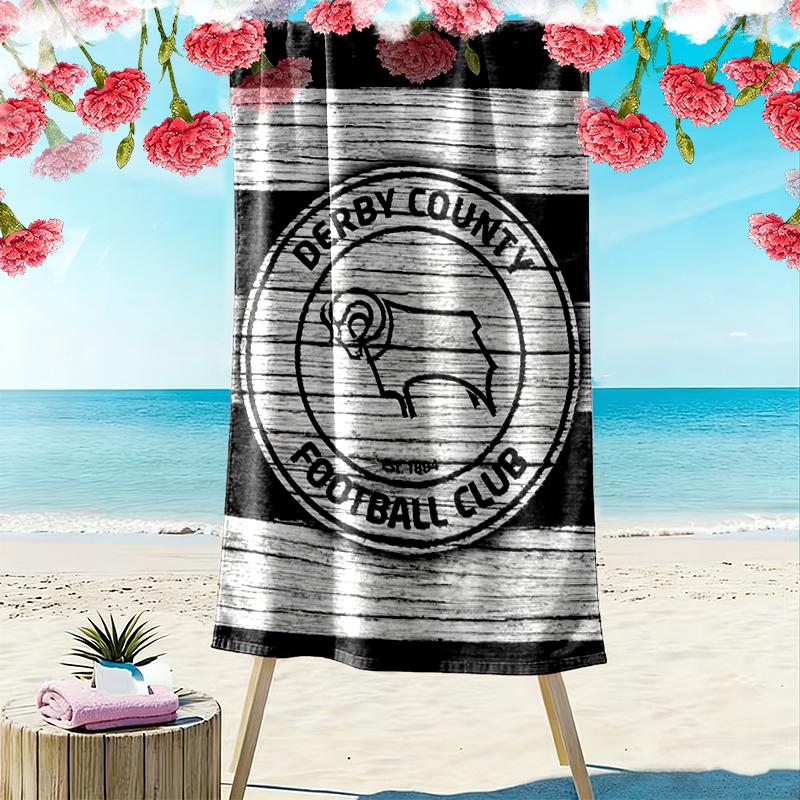 Derby County Football Club Print Beach Towel, Large Soft Quick Dry Towel for Beach Camping Swimming