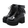 Fashion Comemore Women's Boots Black Back Zipper Chunky Heel Boots Goth Style Lace Up Solid Color Platform Short Botas for Women Fashion