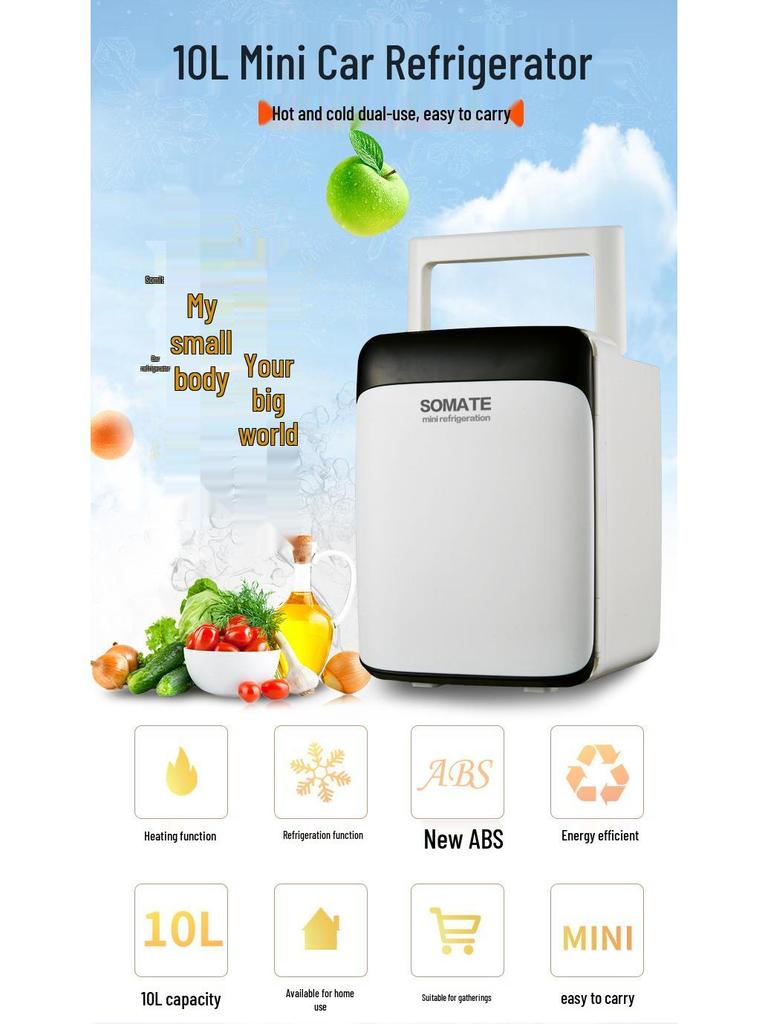 Somete 10L Mini Fridge: Compact Refrigerator for Dorm, Cosmetics, & Breast Milk Storage