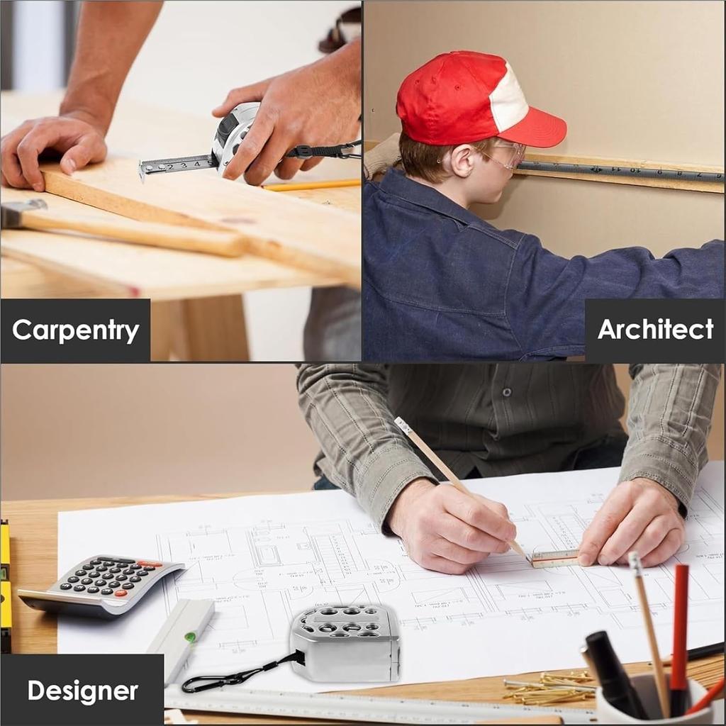 Stainless Steel Measuring Tape, 9.8/16/25Ft Hollow Retractable Tape with Double-Sided Scale, Anti-Fall Wear-Resistant Waterproof Rustproof Measure