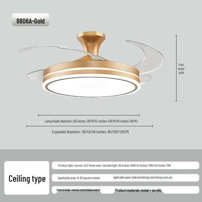 Mengpao LED Retractable Blade Ceiling Fan with Light