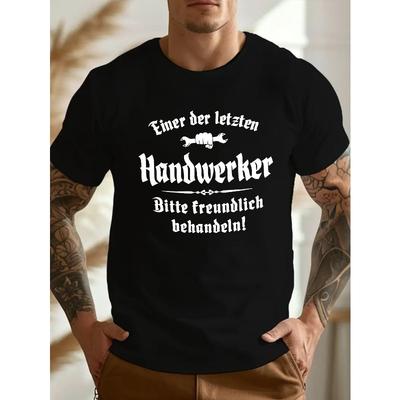 Plus Size Men'S T-Shirt with a Fun German Crinkle Design,New Summer Style, Round Neck, Relaxed Fit, Oversized