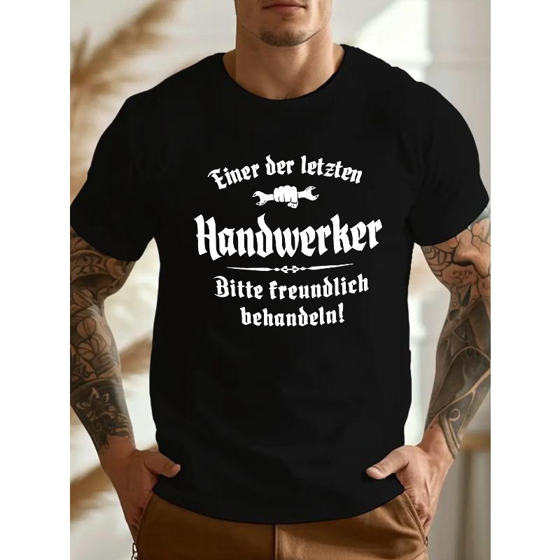 Übergrößen Herren T-Shirt mit einem lustigen deutschen Crinkle-Design, Neuer Sommerstil, Rundhalsausschnitt, Entspannte Passform, Oversized