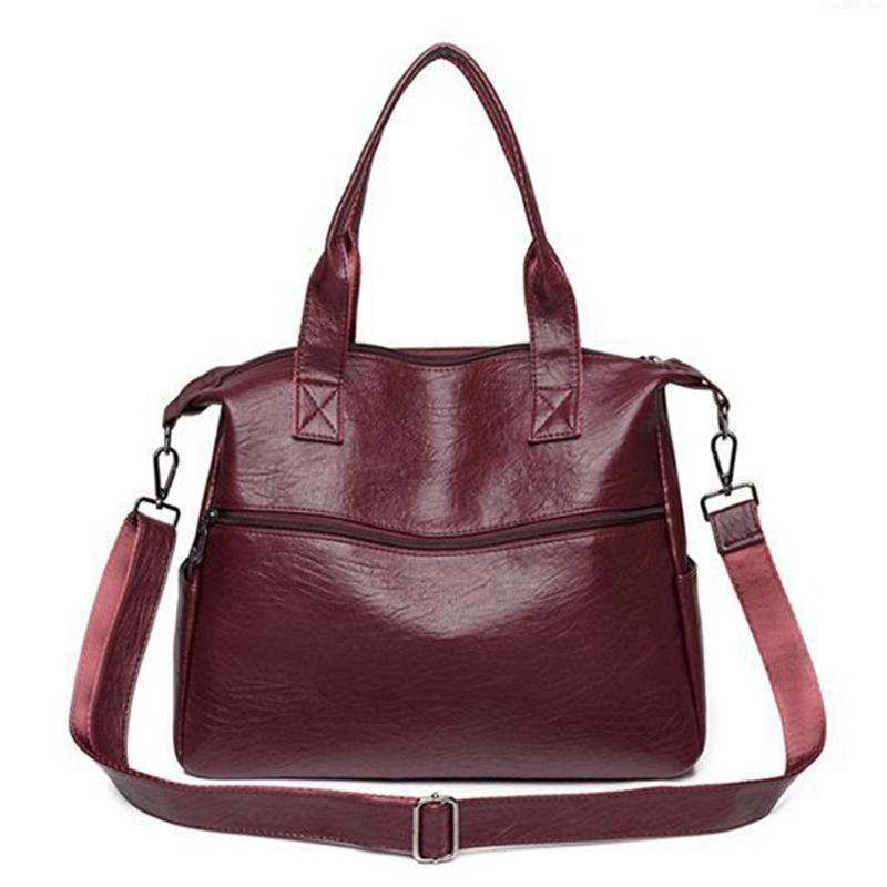 Soft Leather Handbag Female Vintage PU Shoulder Bag Multi-pocket Messenger Bag Shopping Lady Crossbody Bag Mommy Totes