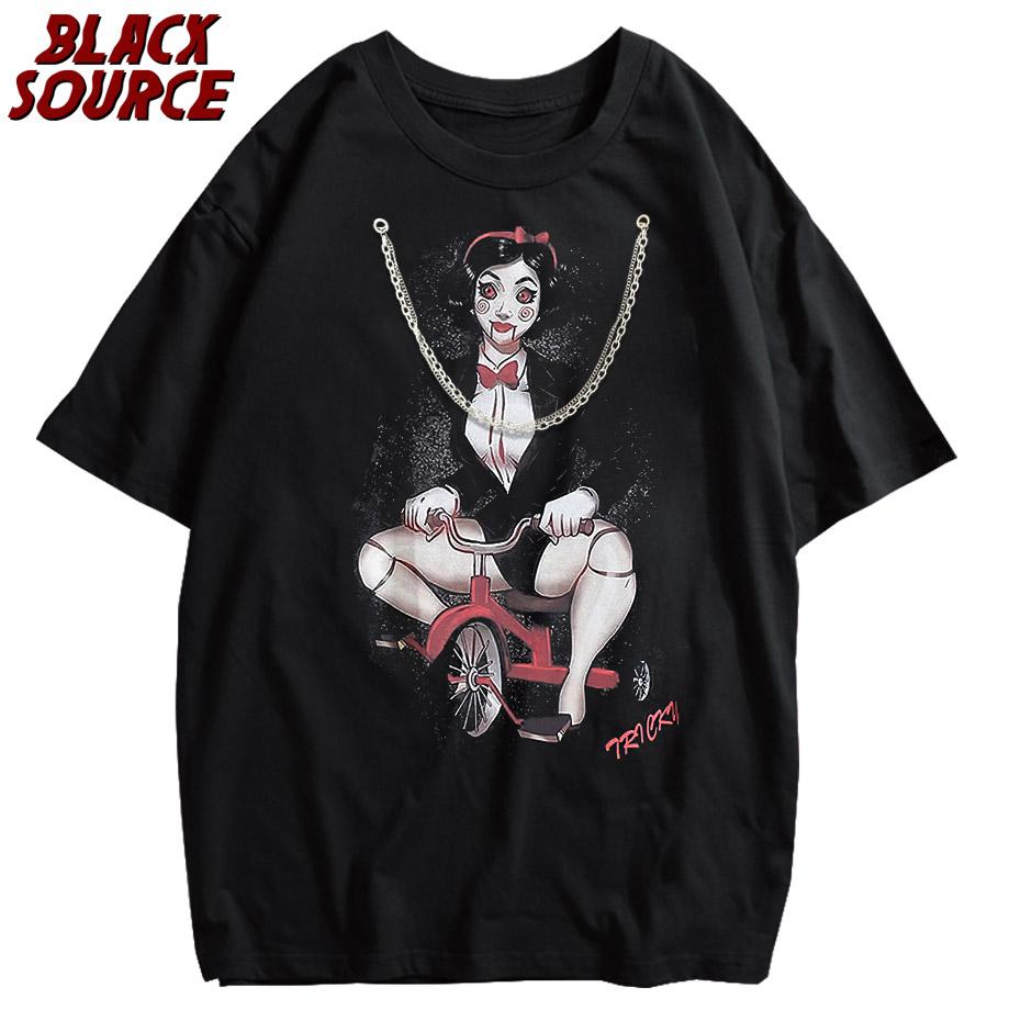 

Retro TShirts Men Washed Scary Mask Woman Graphic Print T Shirt Men Summer Oversized Vintage TShirt Men Fashion M