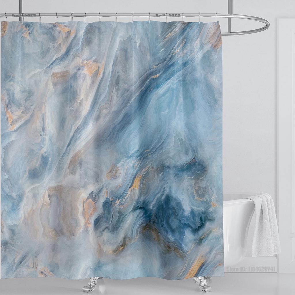 Marble Waterproof Shower Curtain Waterproof Shower Curtain for Bathroom Decor Printed Washable Shower Curtain with Hooks