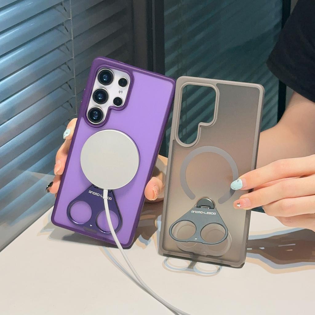 Suitable for Samsung S25 Ultra Magnetic Phone Case S25 Creative Ring 360 Degree Rotating Support S24 Skin Feeling Scrub