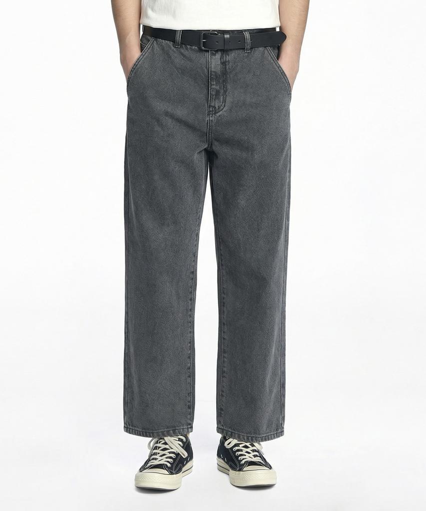 Deoseutoli Crop Wide Denim Pants (Dark Grey)