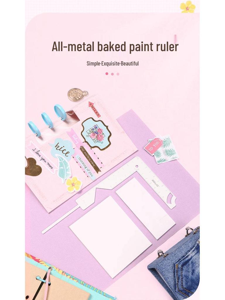 Multifunctional Metal Book Positioning Ruler for DIY Album Covers