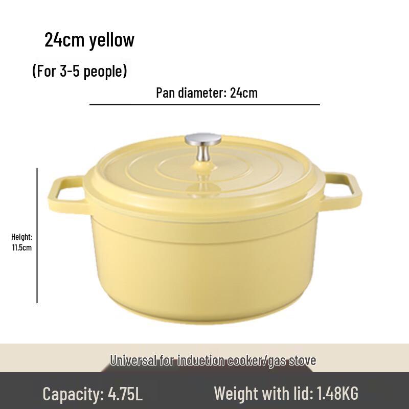 

Xiaocaiya 24cm Enamel Non-stick Stew Pot