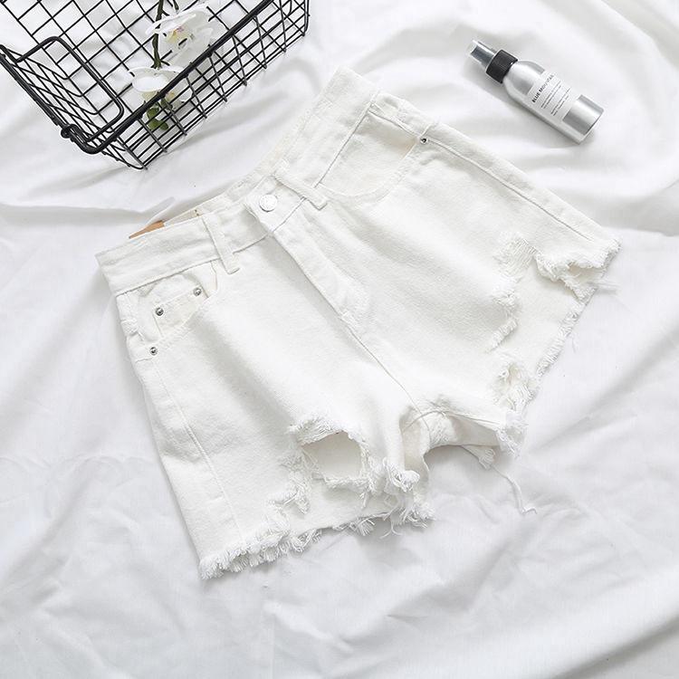 Women Hole Denim Shorts Crimping High Waist Wide leg Slim Summer Jeans Shorts Girls Sexy Pants