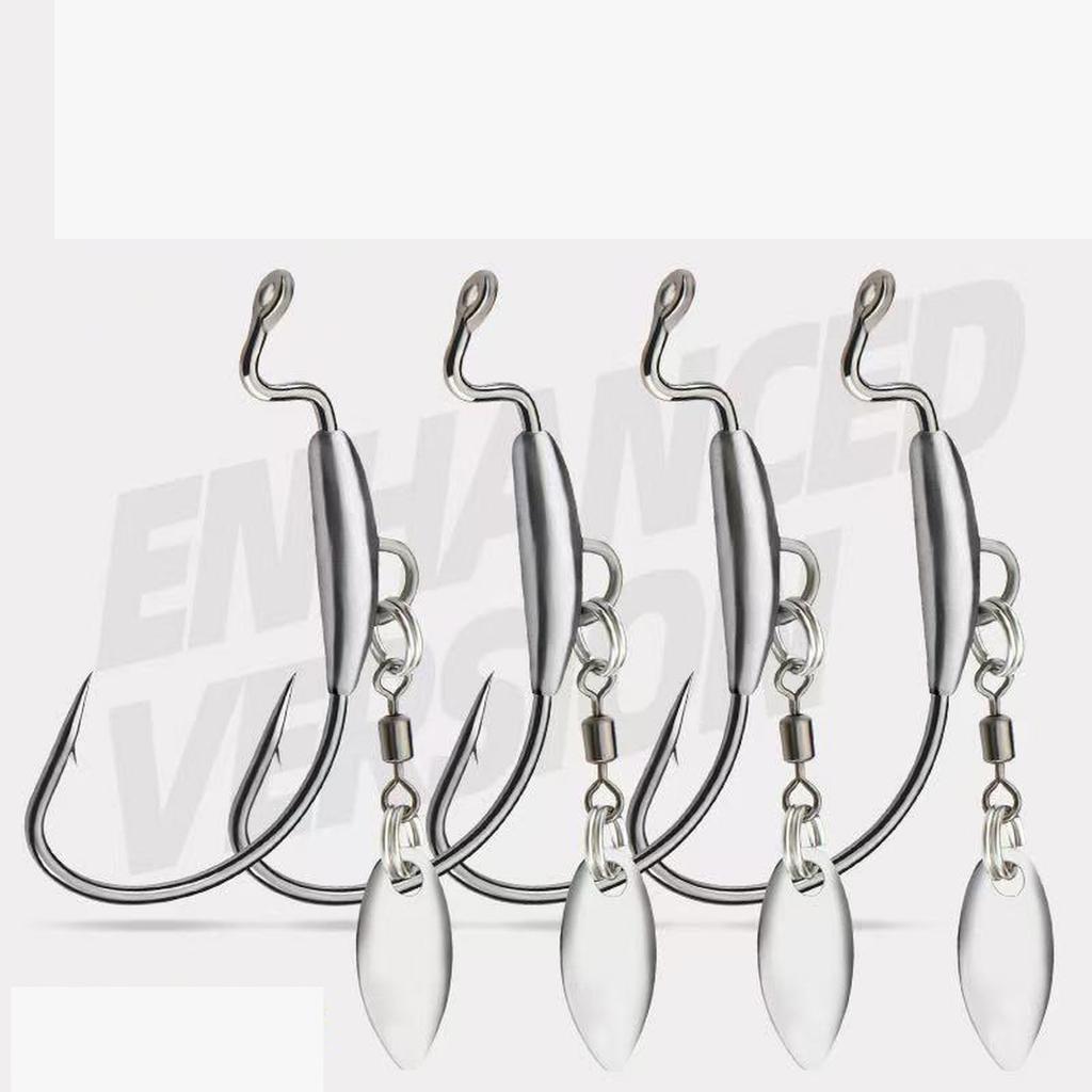 Weighted Swimbait Hooks, Bladed EWG Hooks for Bass Fishing, E* Wide Worm Underspin Weedless