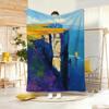Landscape Seas Edge Oil Painting Throw Lightweight g Flannel Blanket Soft Skinfriendly for Summer Cooling