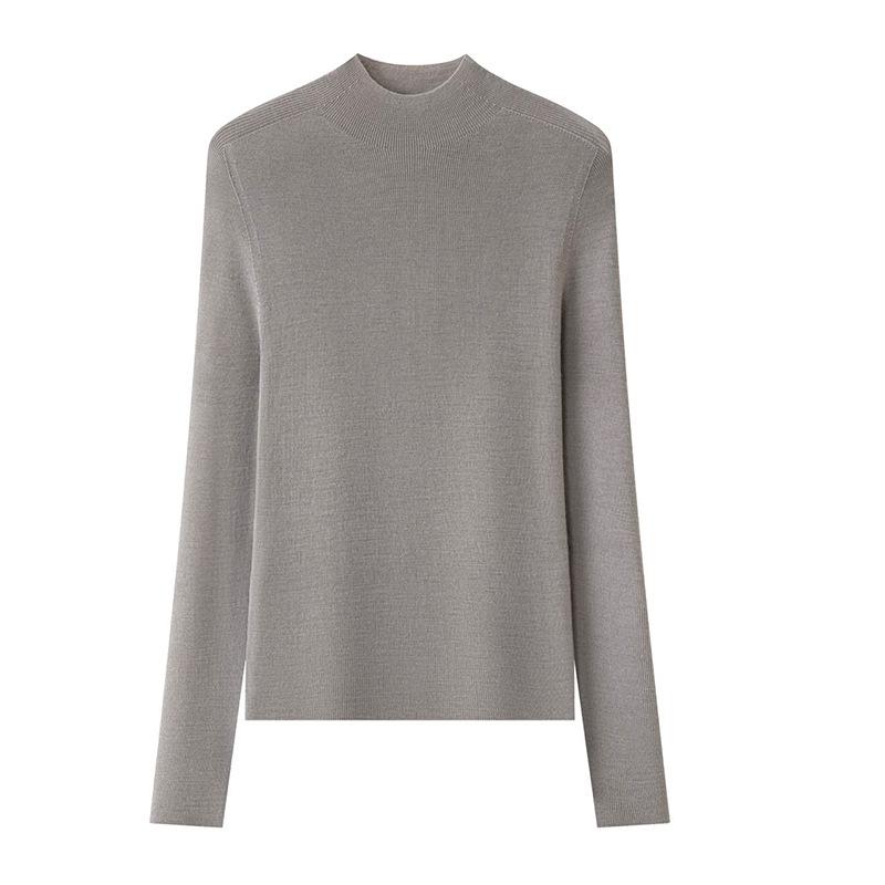 Seamless semi-turtleneck worsted wool bottoming shirt women's autumn slim-fitting and thin inner long-sleeved knitted sweater
