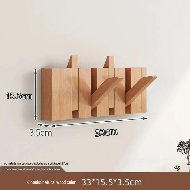 Solid Wood Wall-Mounted Piano Key Coat & Hat Rack - Punch-Free Storage Solution for Bedroom, Entrance, or Hallway.